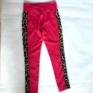 Kate Spade New York Pink Leggings with Soft Leopard Print Side Stripe Size Small